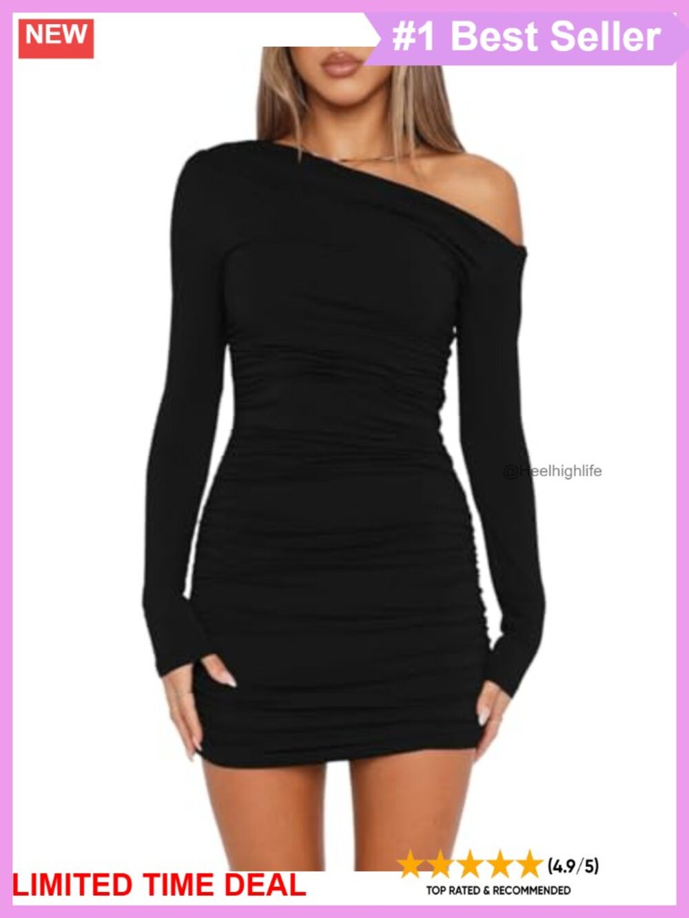 Off Shoulder Long Sleeve Bodycon Ruched Mini Dress Party Cocktail
